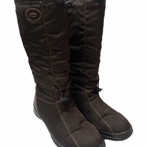 Olang Brown Nylon 100% Wool Lined Winter Boots With Built In Ice Grips Spikes - Picture 9 of 16